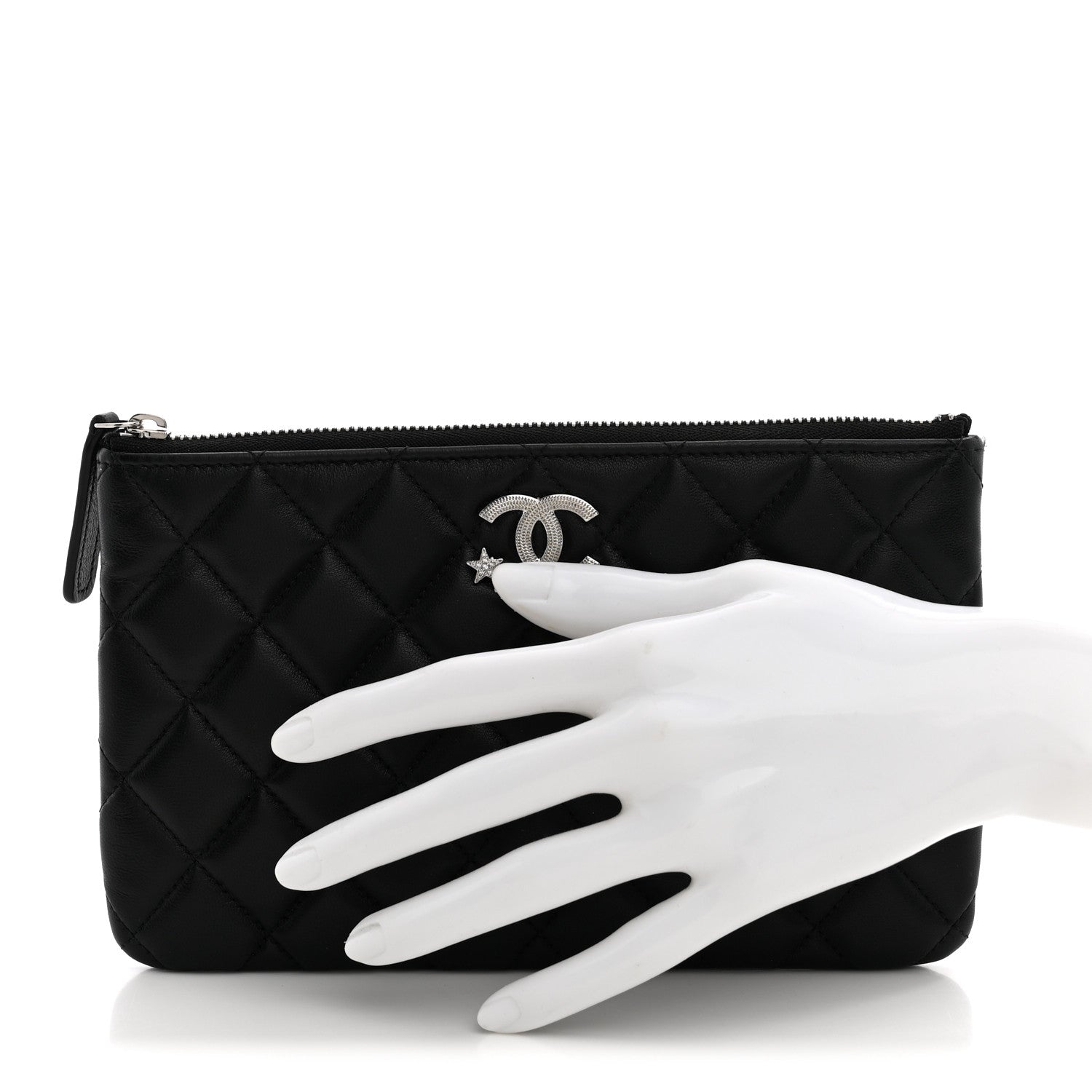 Chanel Lambskin Quilted Crystal Star Cosmetic Case Black 2 of 8