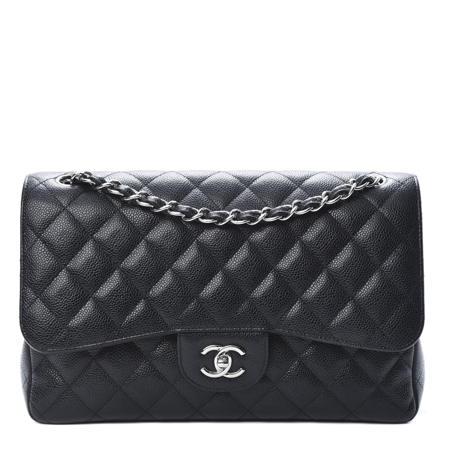 Caviar Quilted Jumbo Double Flap Black