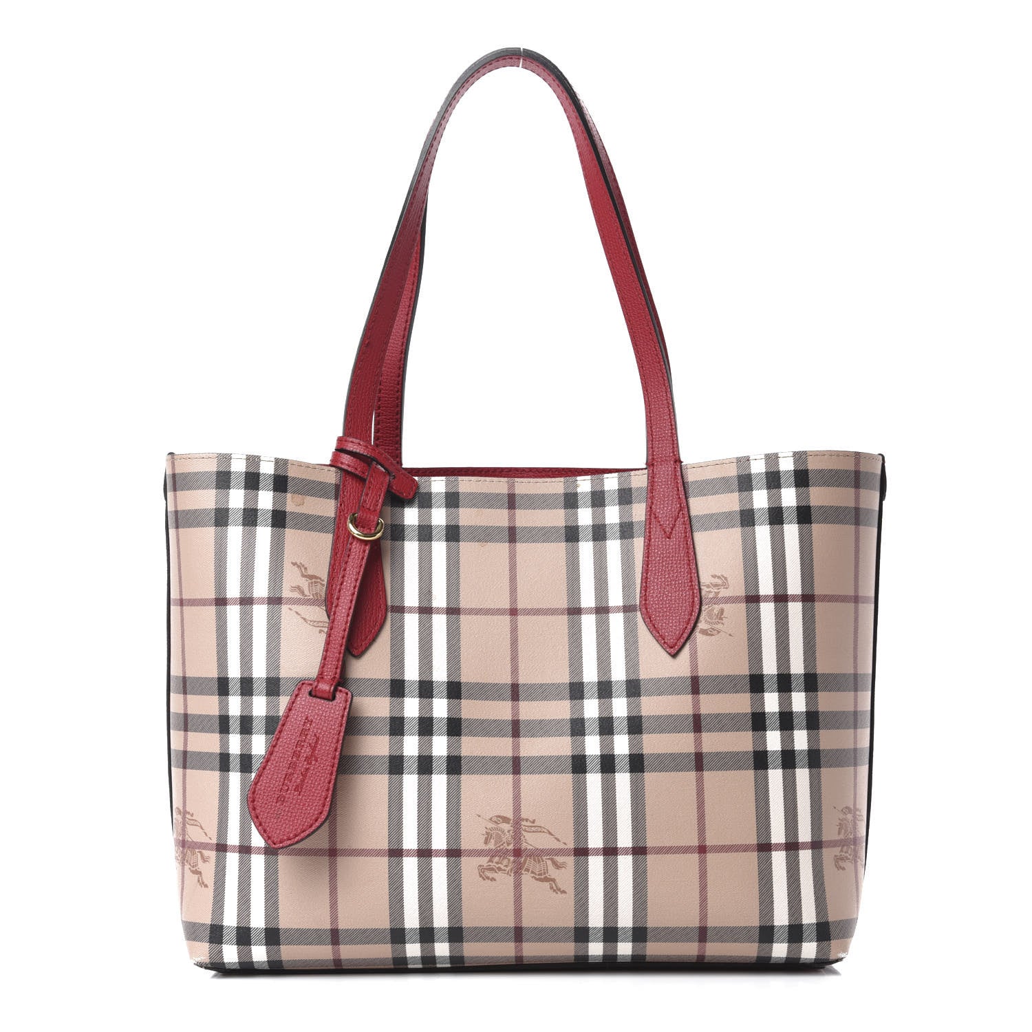 Burberry Haymarket Check Small Reversible Tote Poppy Red 11 of 19