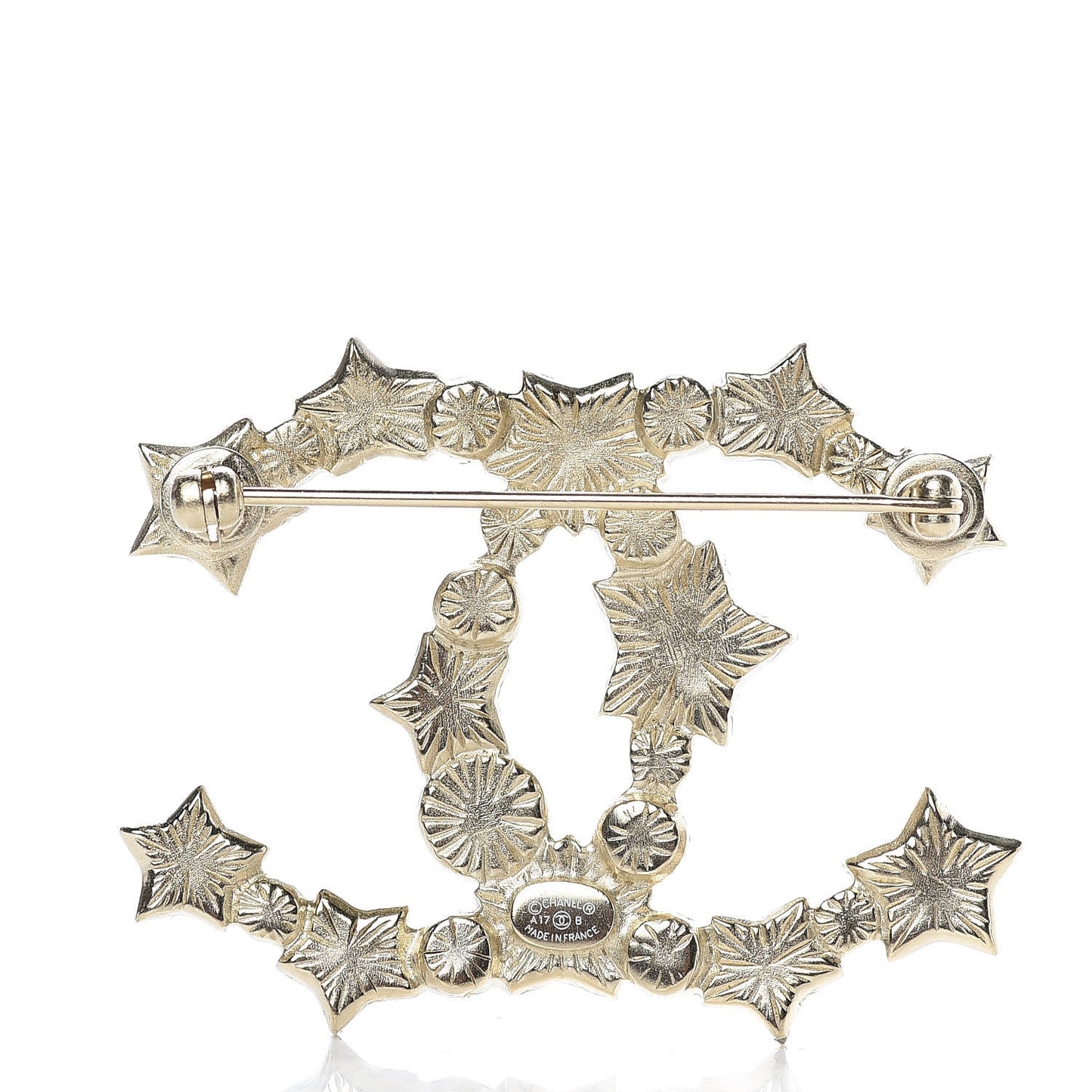 Star Resin Pearl Large CC Brooch Gold