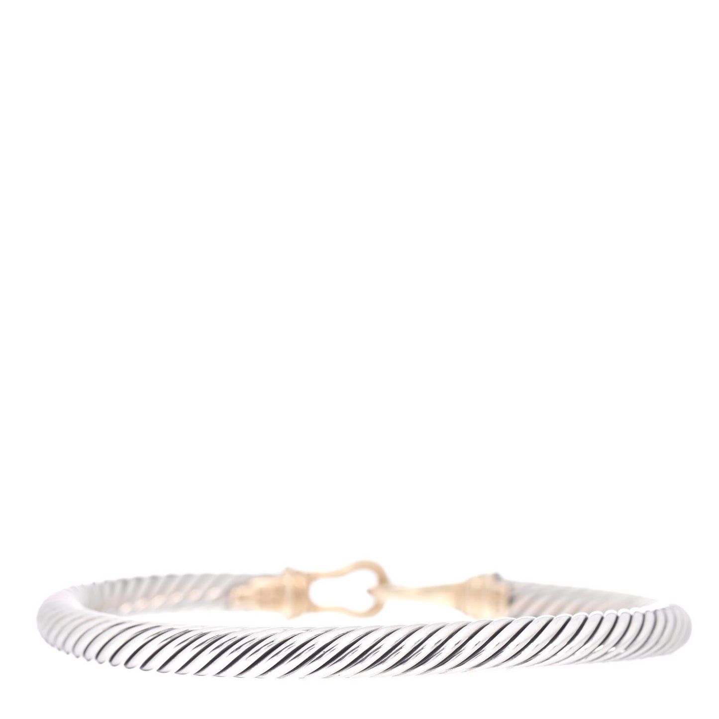 Sterling Silver 14K Yellow Gold 5mm Cable Classic Buckle Bracelet