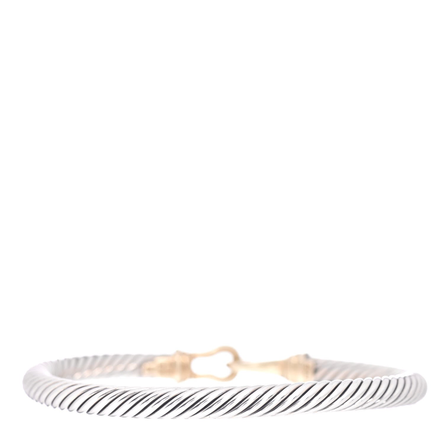 David Yurman Sterling Silver 14K Yellow Gold 5mm Cable Classic Buckle Bracelet 3 of 4