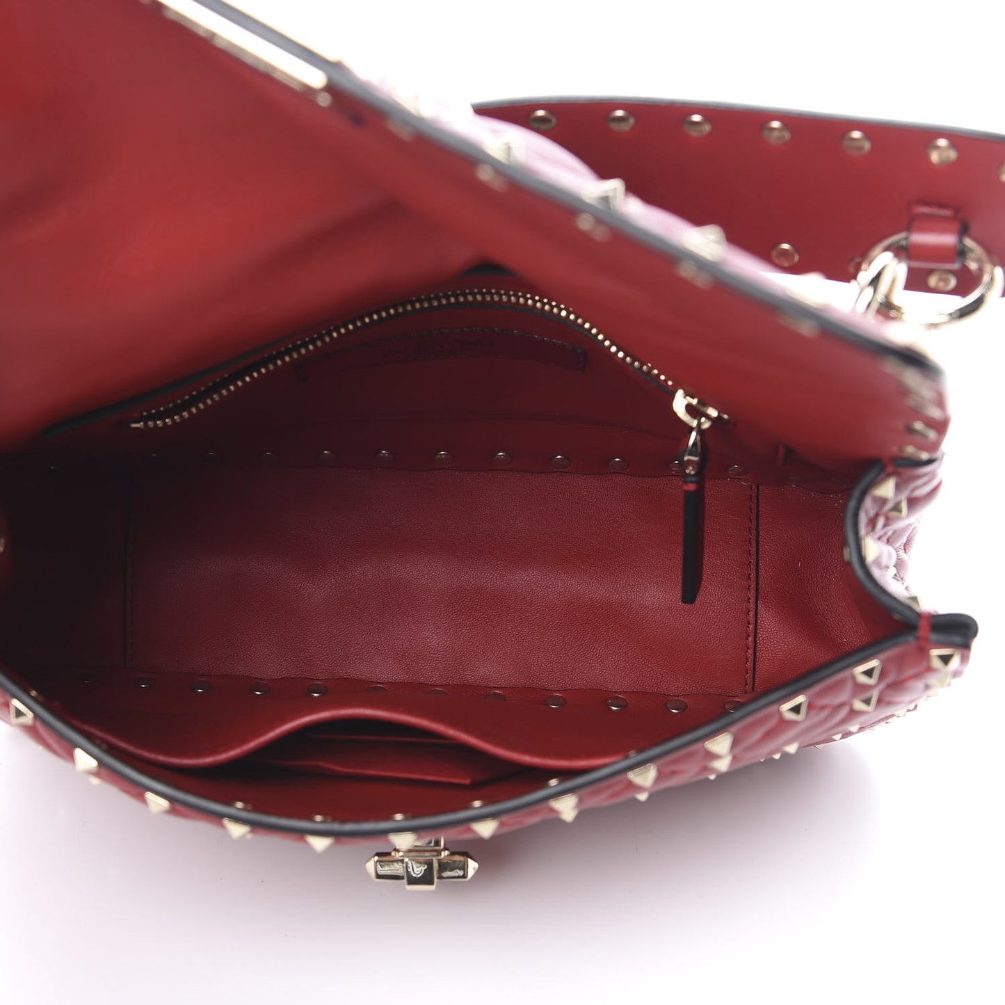 Nappa Medium Rockstud Spike Shoulder Bag Rosso Valentino