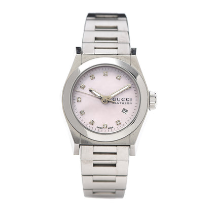 Gucci Stainless Steel Diamond Pink Mother of Pearl 28mm Pantheon Quartz Watch 1 of 7