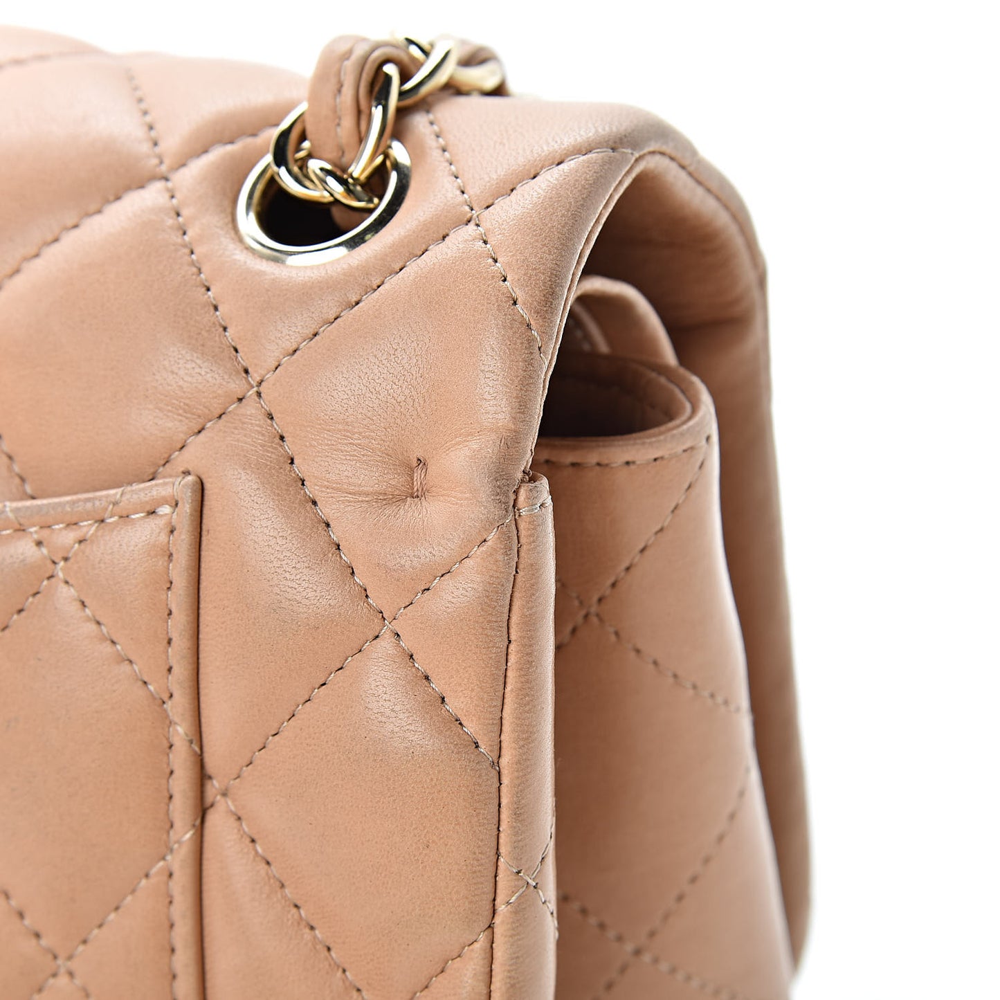 Lambskin Quilted Jumbo Double Flap Beige Clair