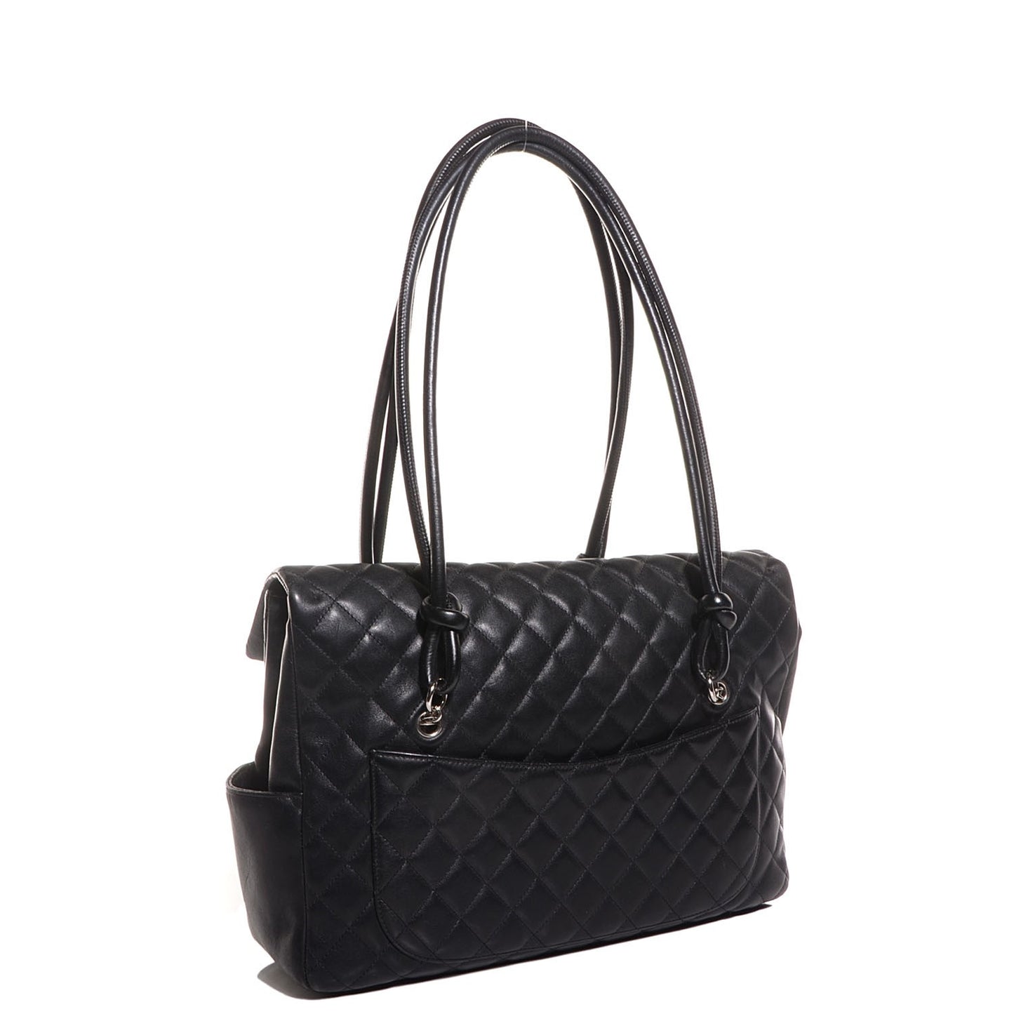 Calfskin Quilted Large Cambon Flap Black White