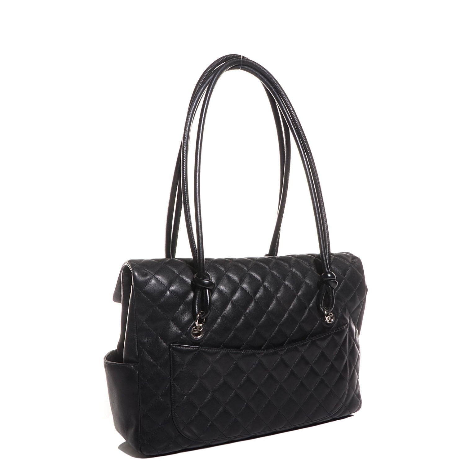 Chanel Calfskin Quilted Large Cambon Flap Black White 3 of 8