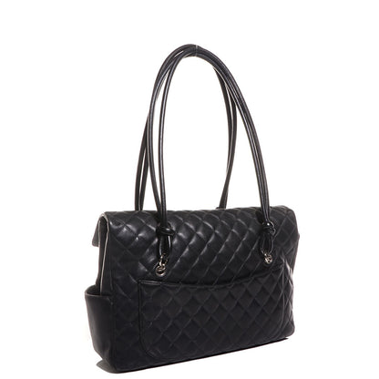 Chanel Calfskin Quilted Large Cambon Flap Black White 3 of 8