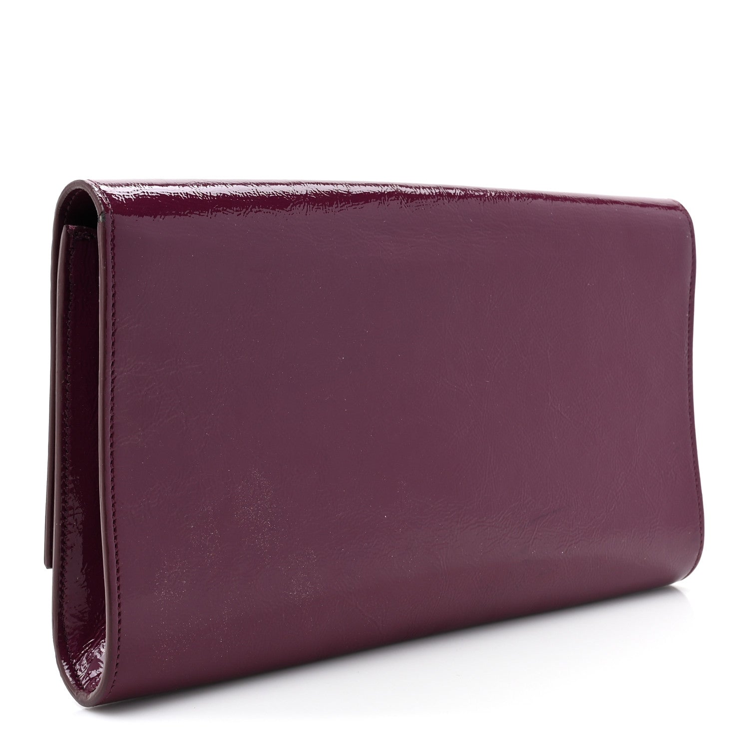 Saint Laurent Textured Patent Calfskin Large Belle De Jour Clutch Berry 3 of 13