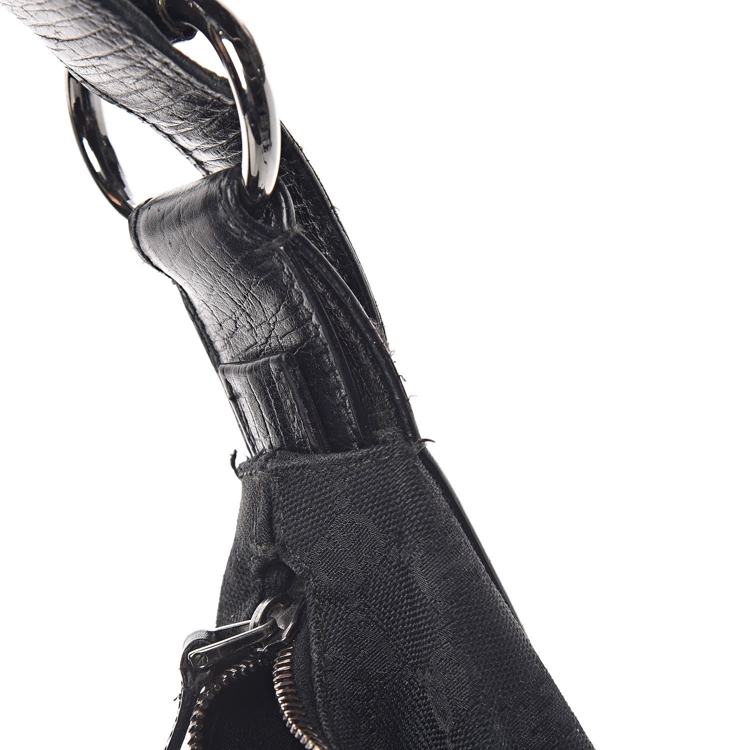 Gucci Monogram Medium Horsebit Chain Hobo Black 8 of 17