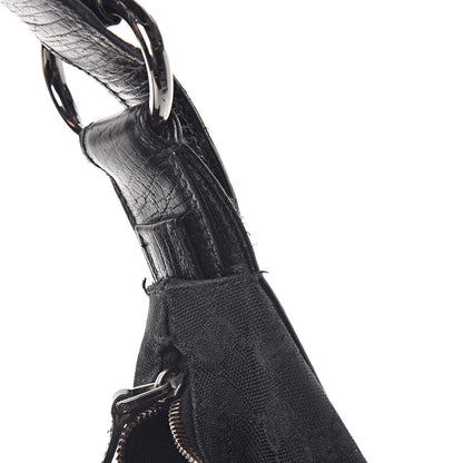 Gucci Monogram Medium Horsebit Chain Hobo Black 8 of 17