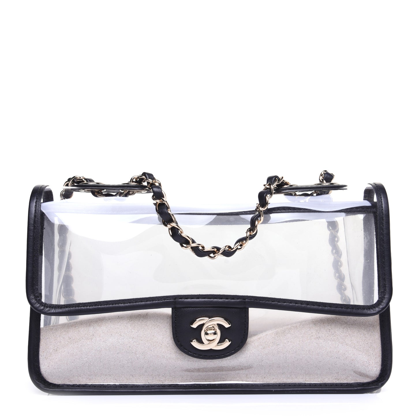 Lambskin PVC Medium Coco Sand Flap Black