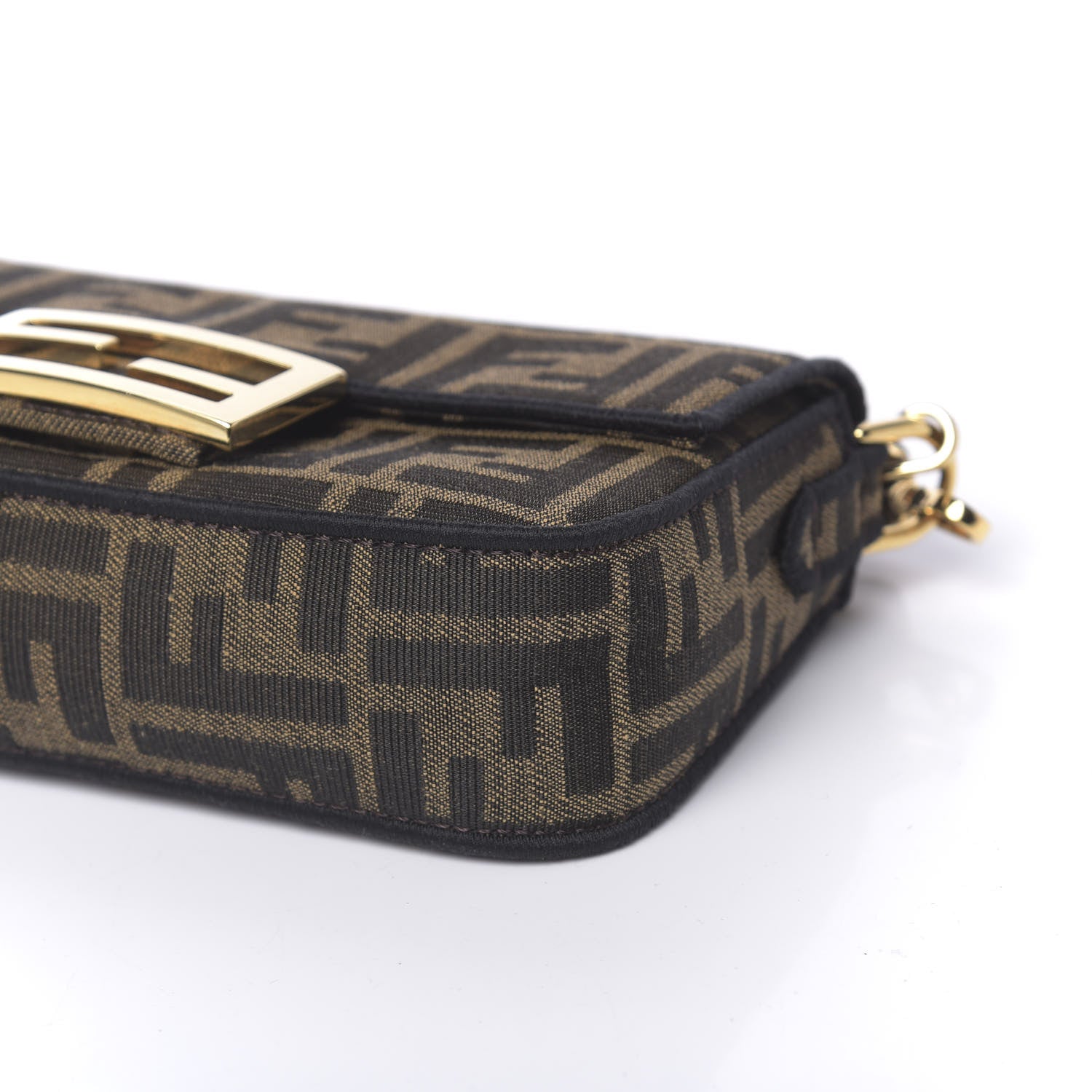 Fendi Fabric Jacquard FF 1974 Mini Baguette Tobacco Moro Black 9 of 10