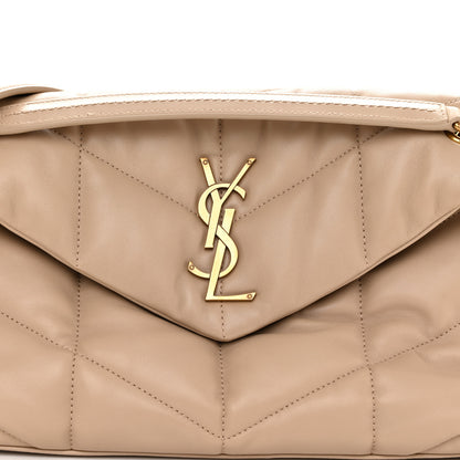 Saint Laurent Lambskin Quilted Small Loulou Puffer Monogram Chain Satchel Dark Beige 8 of 10