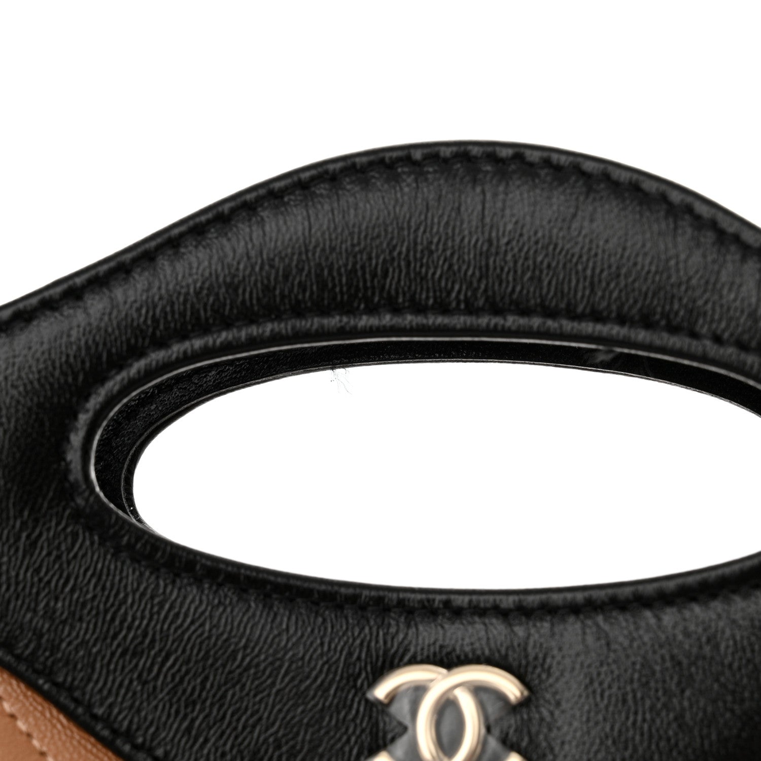 Chanel Shiny Crumpled Calfskin Quilted Nano 31 Shopping Bag Dark Beige Black 11 of 12