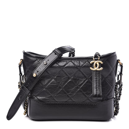 Chanel Aged Calfskin Quilted Small Gabrielle Hobo Black 1 of 12