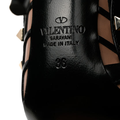 Valentino Garavani Calfskin Nappa Boudoir Rockstud Ankle Strap 100mm Pumps 36 Rose Cannelle Black 8 of 8