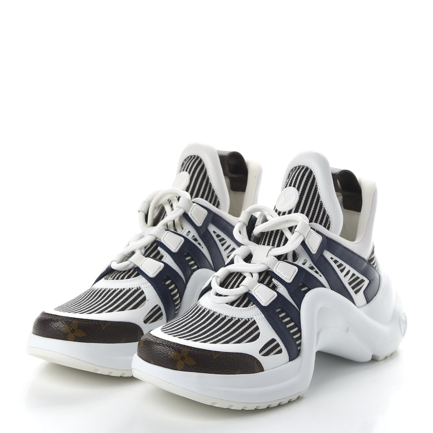 Patent Monogram Stripe LV Archlight Sneakers 39 White Blue