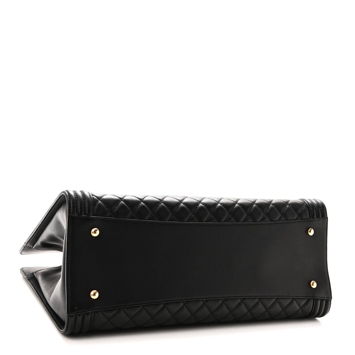 Calfskin Quilted Boy Shopping Tote Black