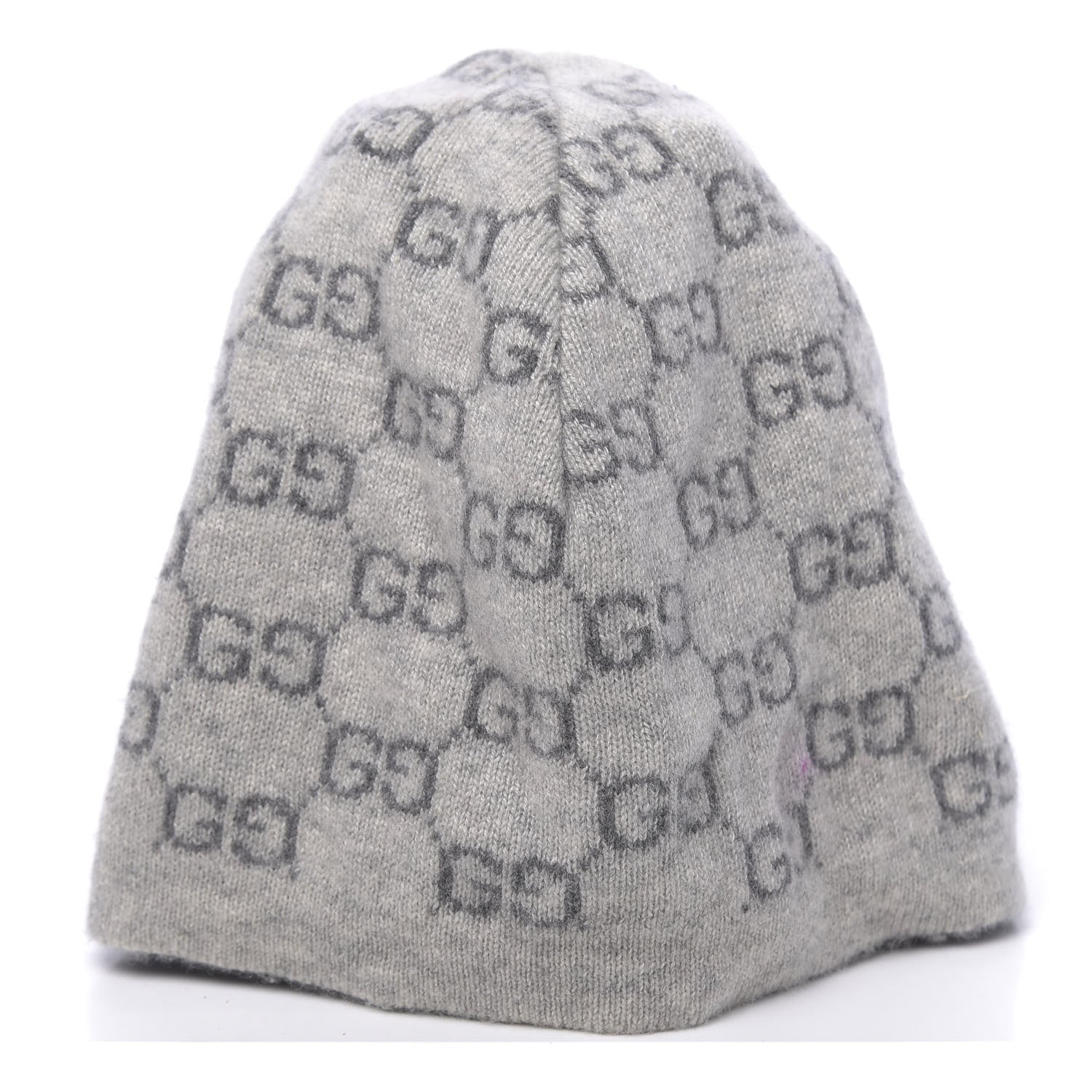 Gucci Cashmere GG Monogram Beanie Hat Grey 1 of 5
