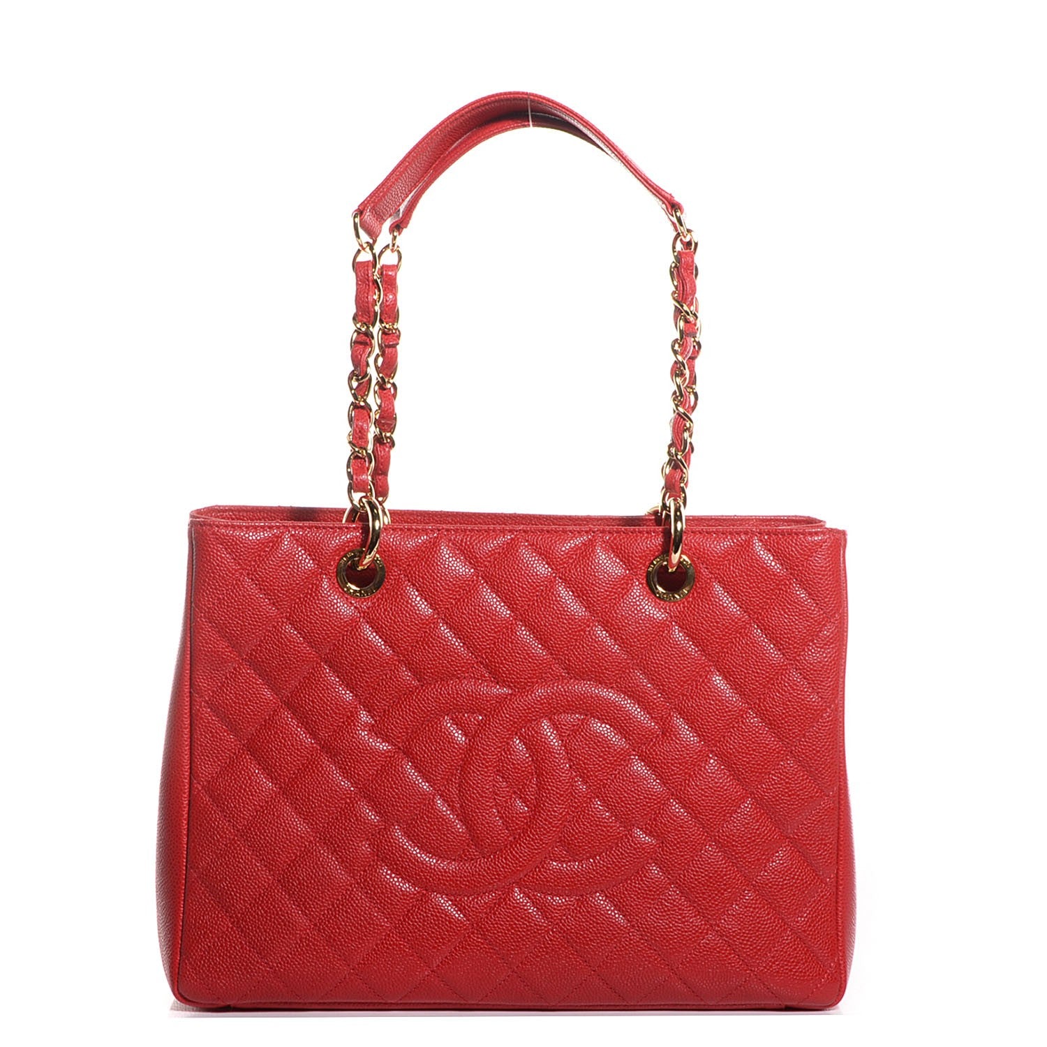Chanel Caviar Quilted Grand Shopping Tote GST Red 1 of 7