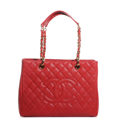 Chanel Caviar Quilted Grand Shopping Tote GST Red 1 of 7