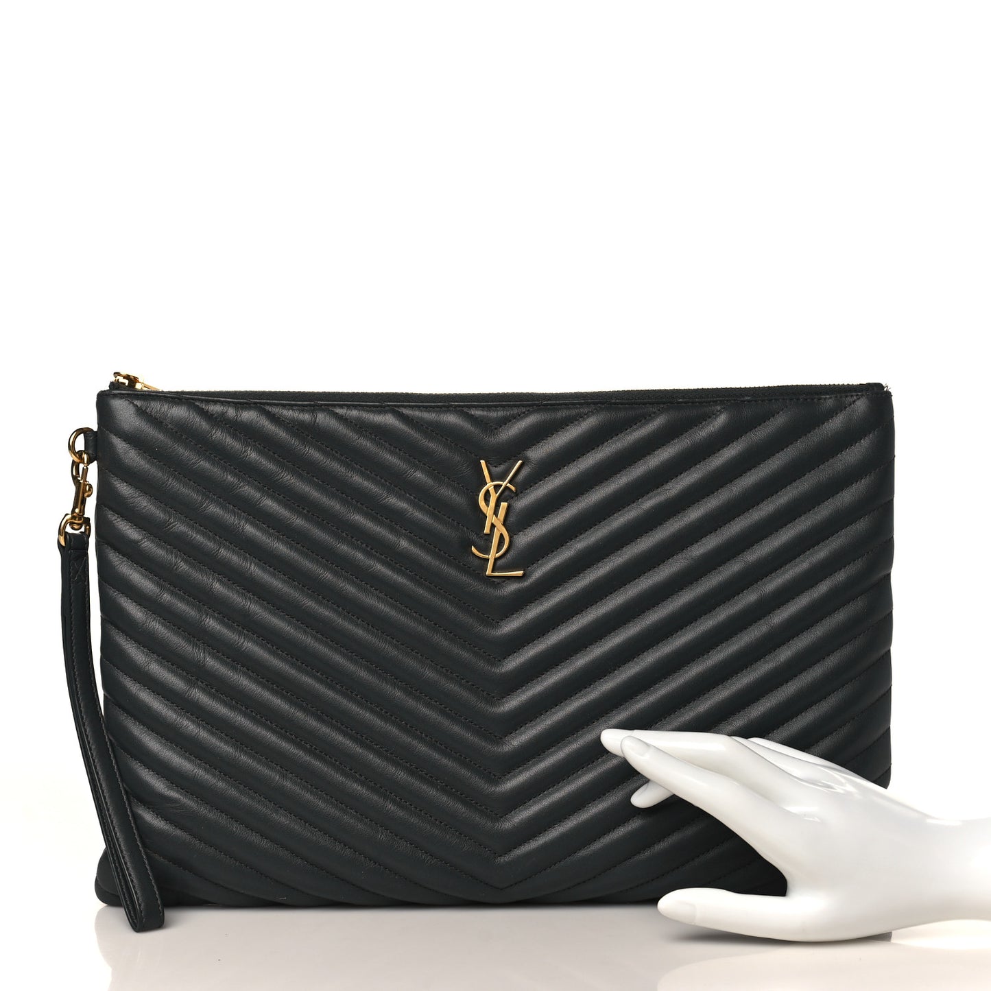 Calfskin Matelasse Chevron Cassandre Monogram Document Holder Coal