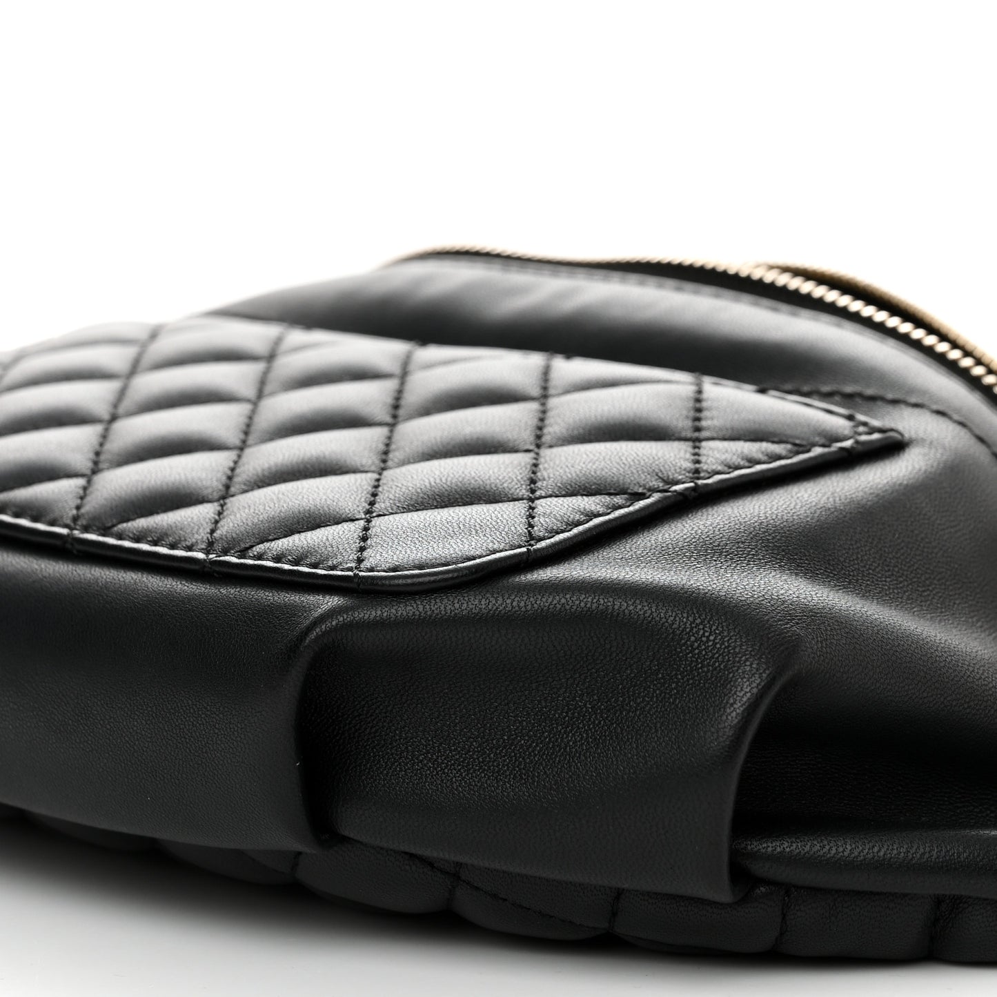 Lambskin Quilted Waist Bag Fanny Pack Black