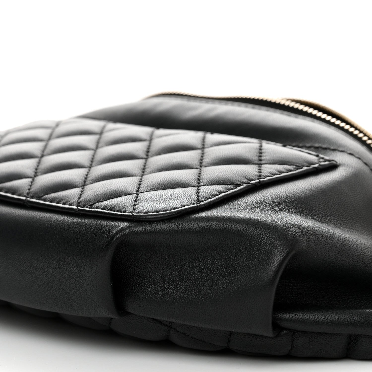 Chanel Lambskin Quilted Waist Bag Fanny Pack Black 10 of 14