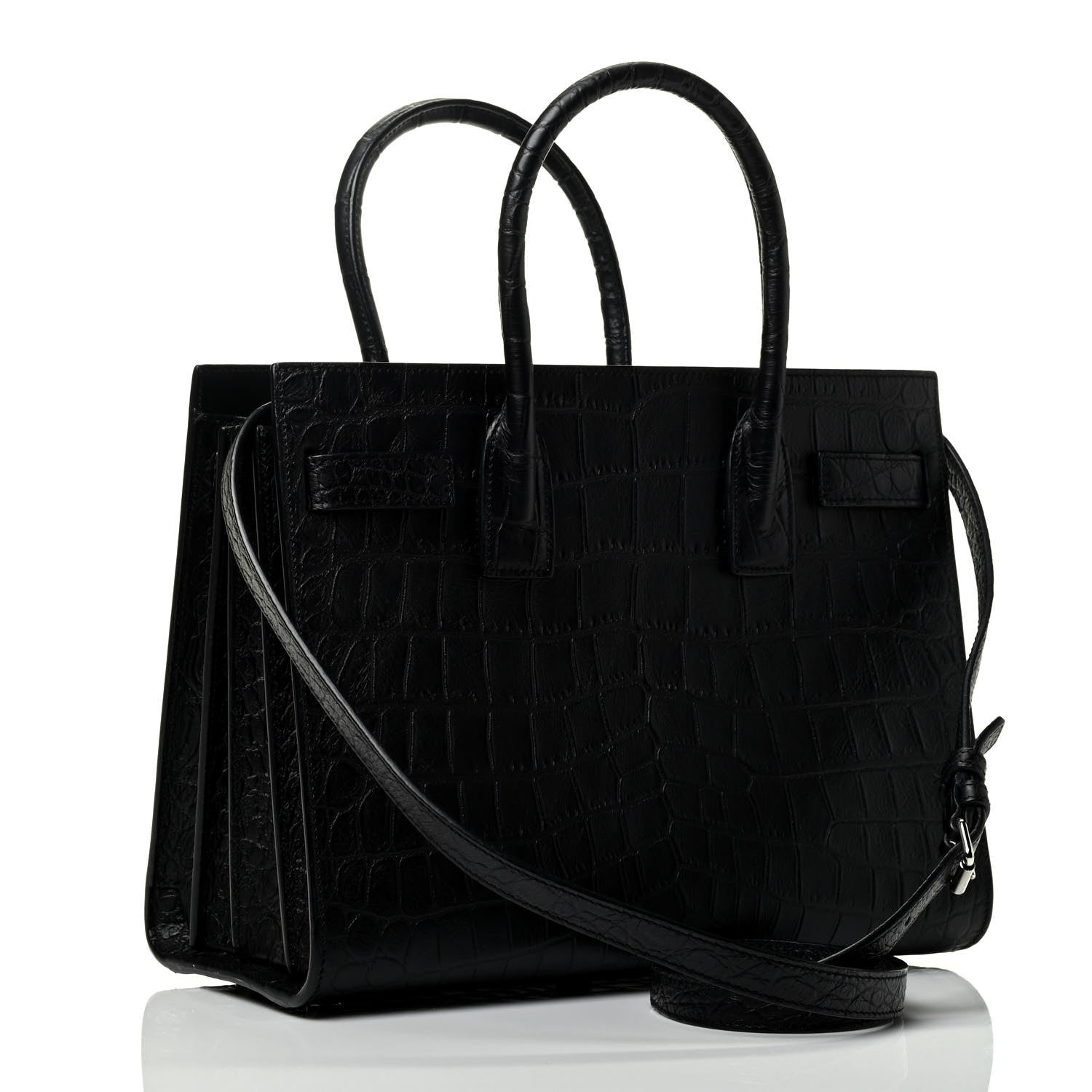 Saint Laurent Calfskin Crocodile Embossed Baby Sac De Jour Black 2 of 4