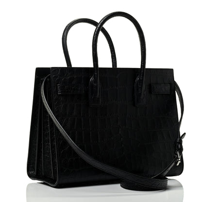 Saint Laurent Calfskin Crocodile Embossed Baby Sac De Jour Black 2 of 4