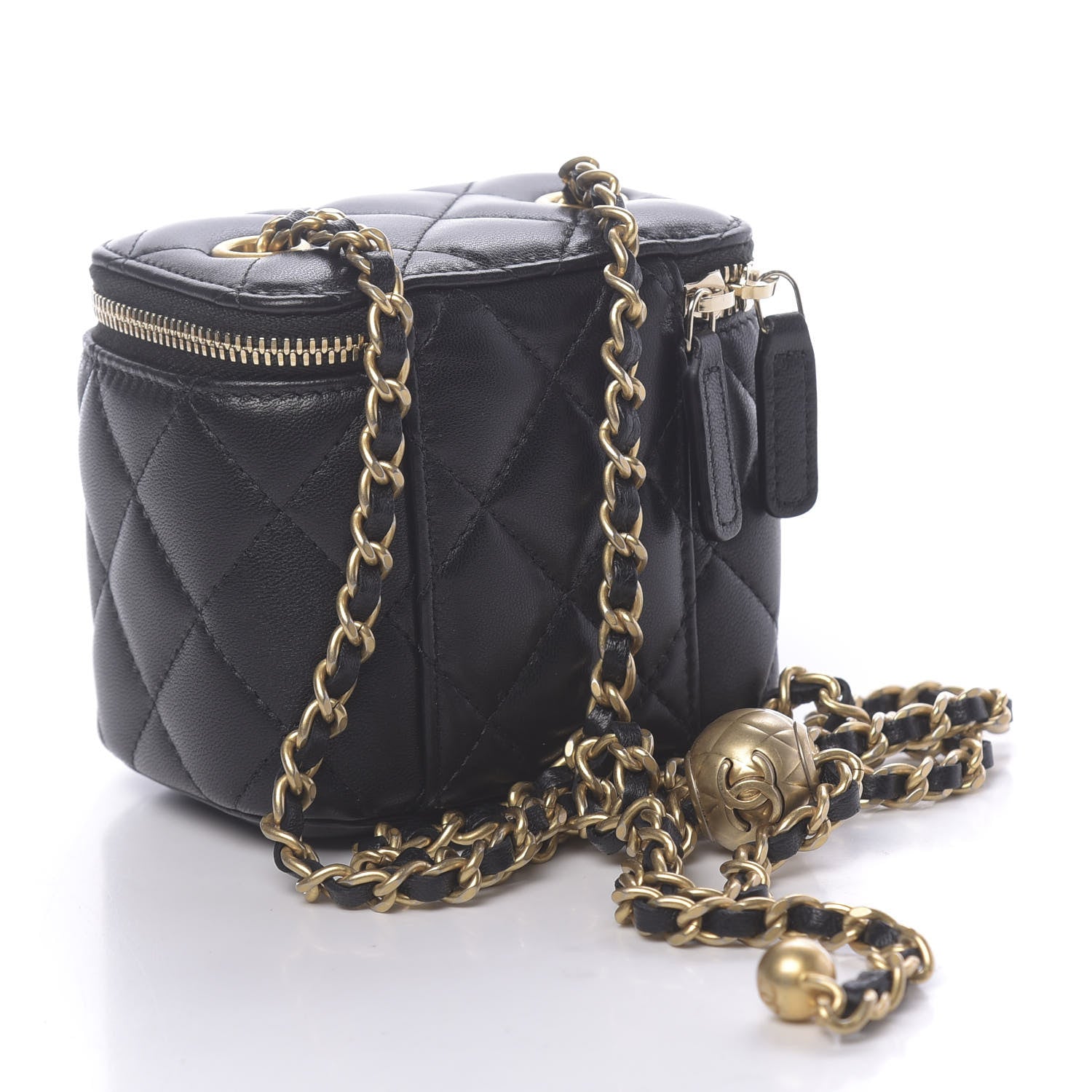 Chanel Lambskin Quilted Mini Pearl Crush Vanity Case With Chain Black 3 of 11