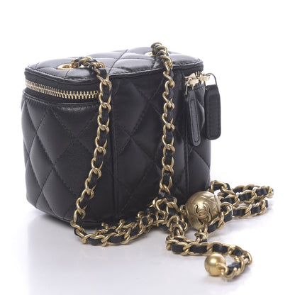 Chanel Lambskin Quilted Mini Pearl Crush Vanity Case With Chain Black 3 of 11