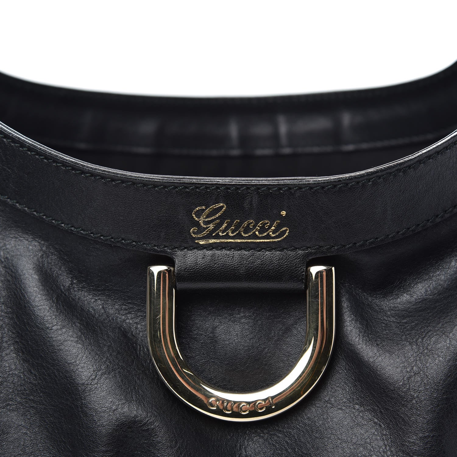 Gucci Calfskin Large D Gold Ring Shoulder Bag Black 11 of 11