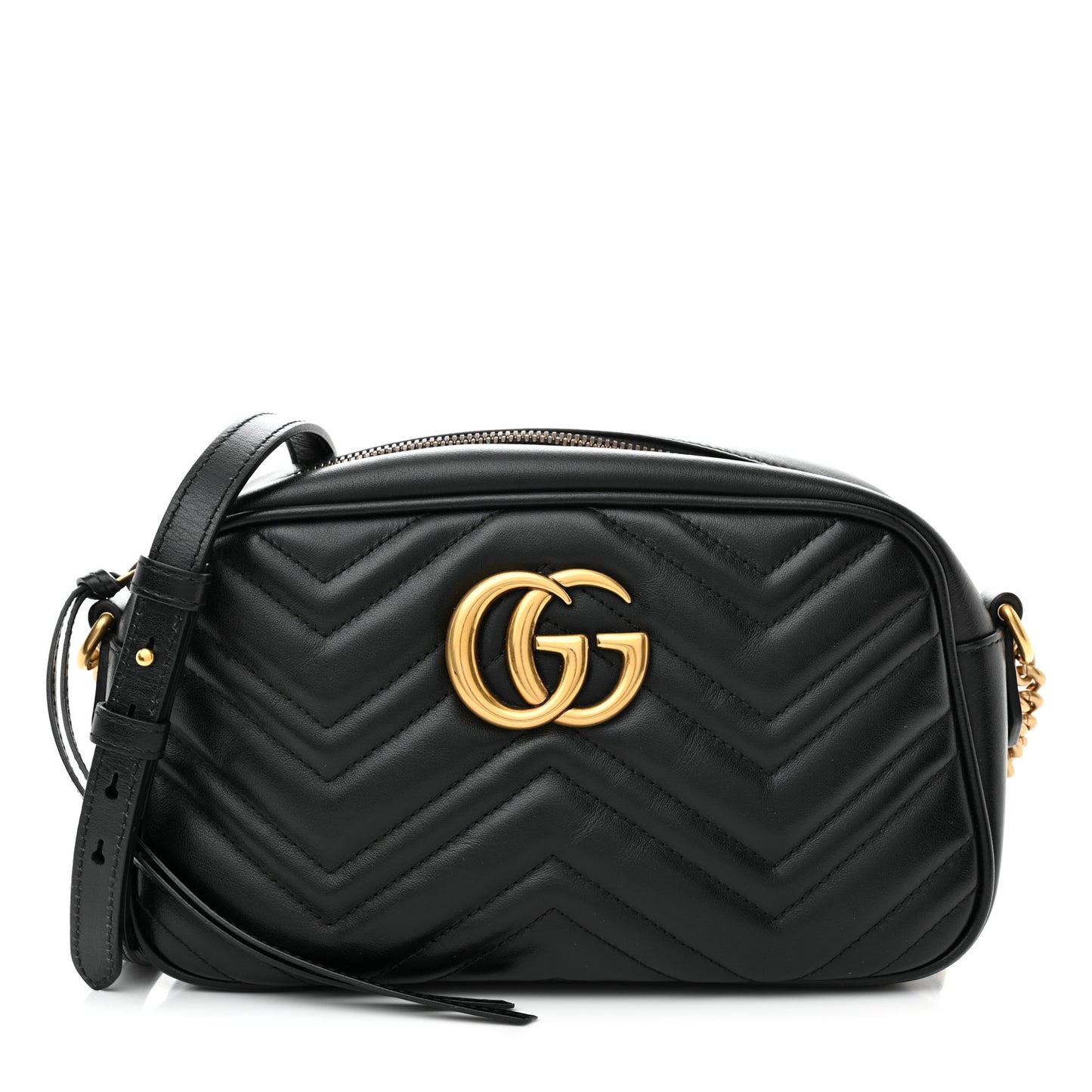 Calfskin Matelasse Small GG Marmont Chain Shoulder Bag Black