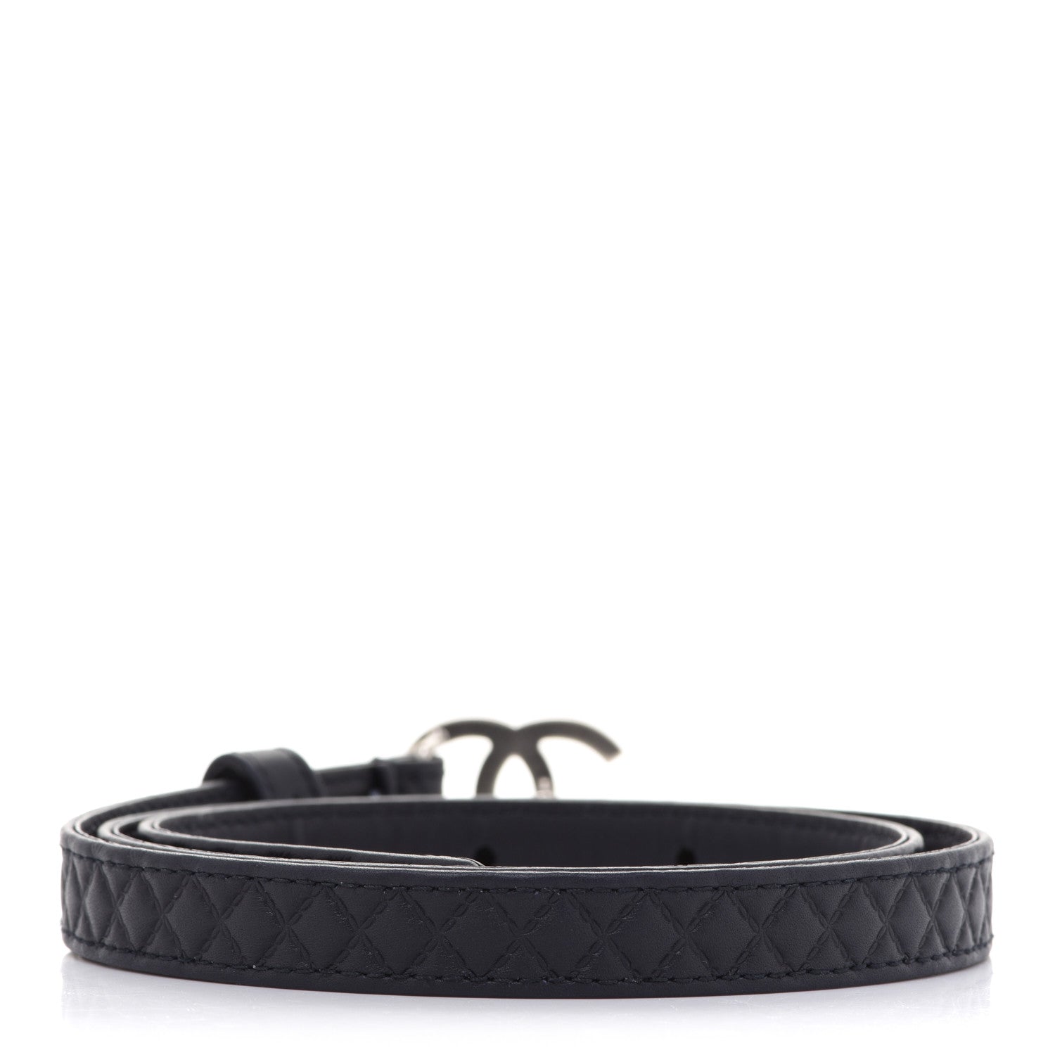 Chanel Calfskin Quilted CC Belt 70 Navy 2 of 8