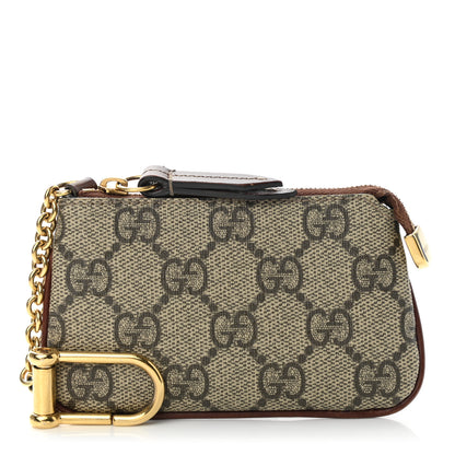 Gucci GG Supreme Monogram Key Case Beige Ebony Cuir 1 of 8