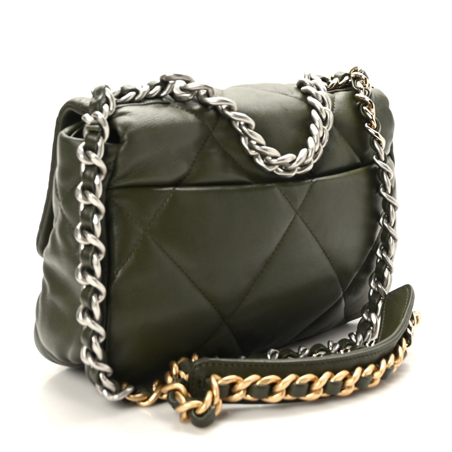 Chanel Lambskin Quilted Medium Chanel 19 Flap Khaki 2 of 9