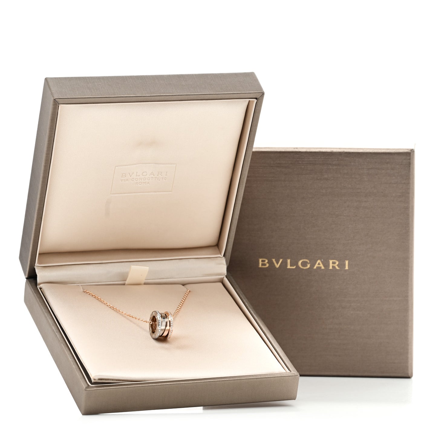 18K Rose White Gold Diamond B.Zero1 Pendant Necklace