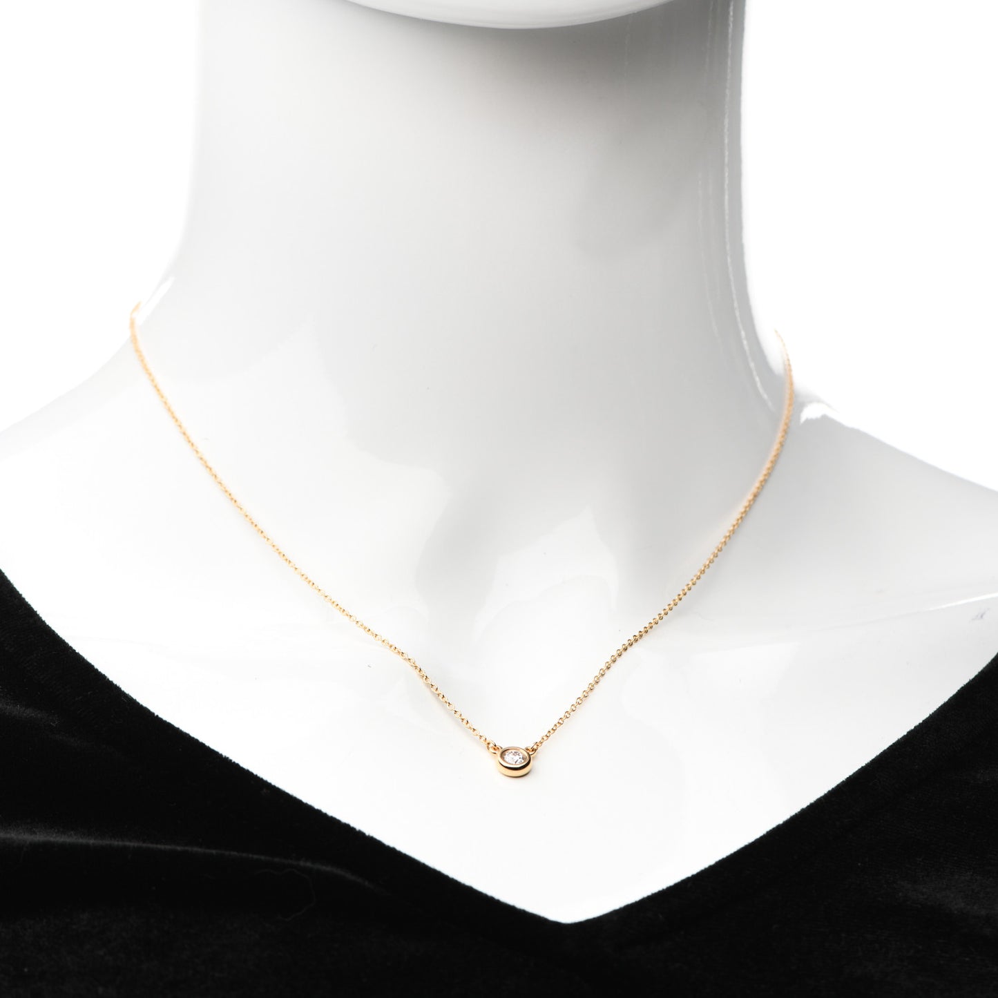 18K Rose Gold Diamond .17ct Elsa Peretti Diamonds by the Yard Pendant Necklace