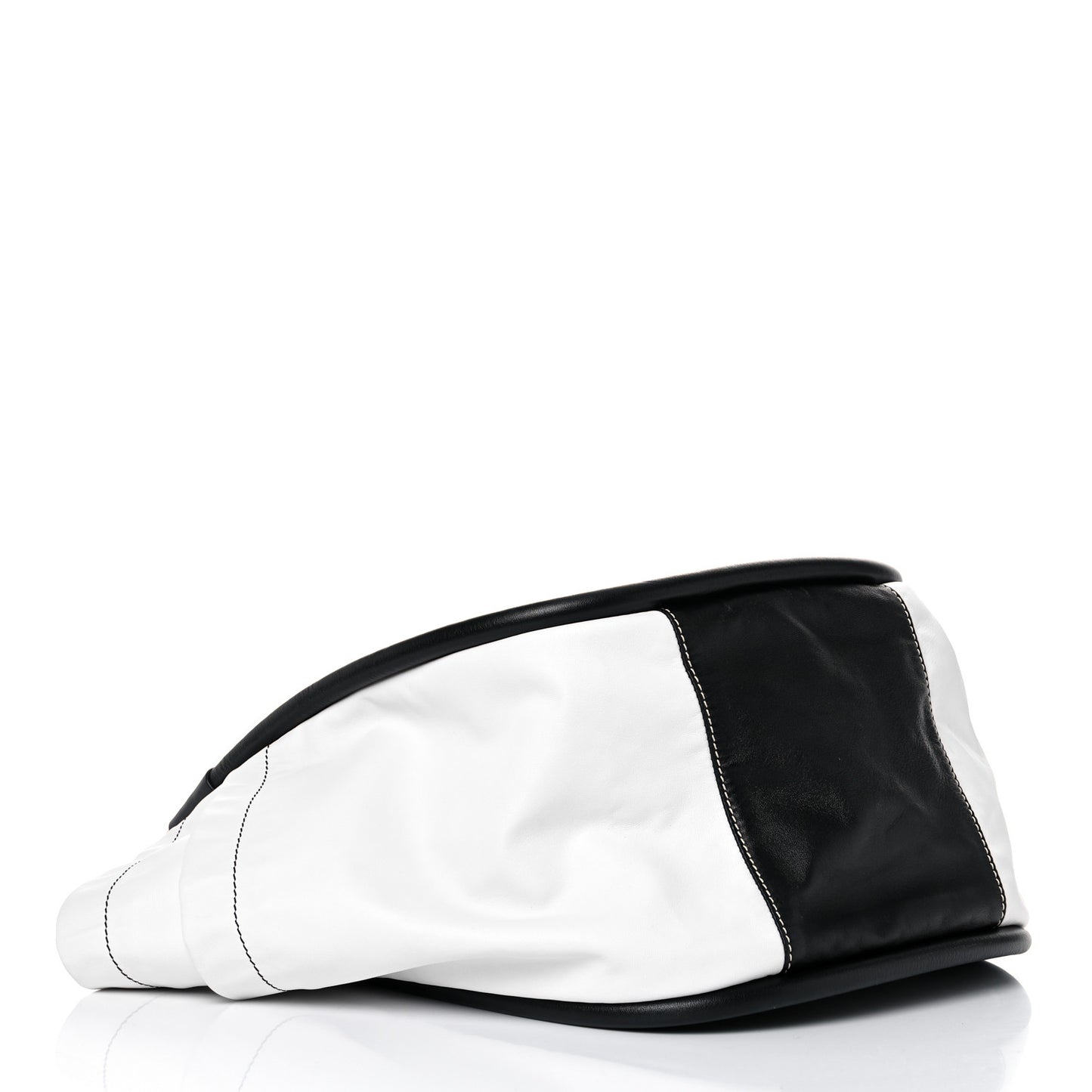 Nappa Colorblock Side Pockets Tote Black White