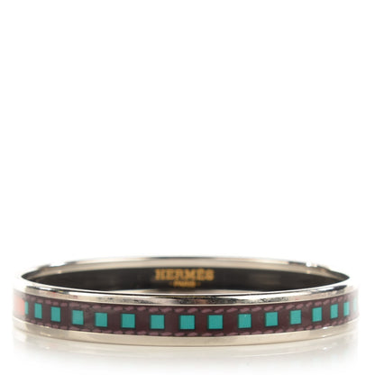 Hermes Enamel Printed Narrow Colliers De Chien Bracelet 62 Turquoise 1 of 5