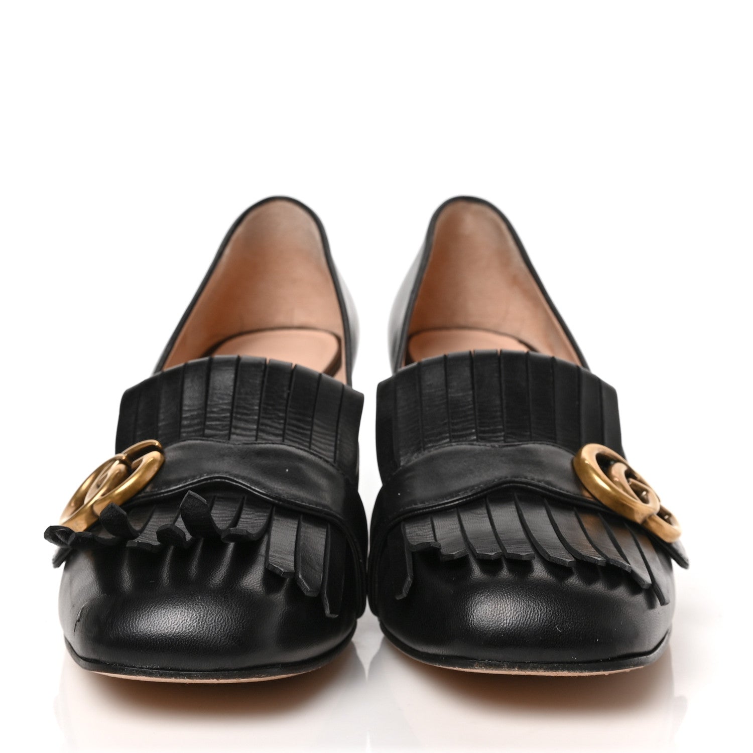 Gucci Malaga Kid GG Marmont Fringe 50mm Loafer Pumps 41 Black 2 of 8