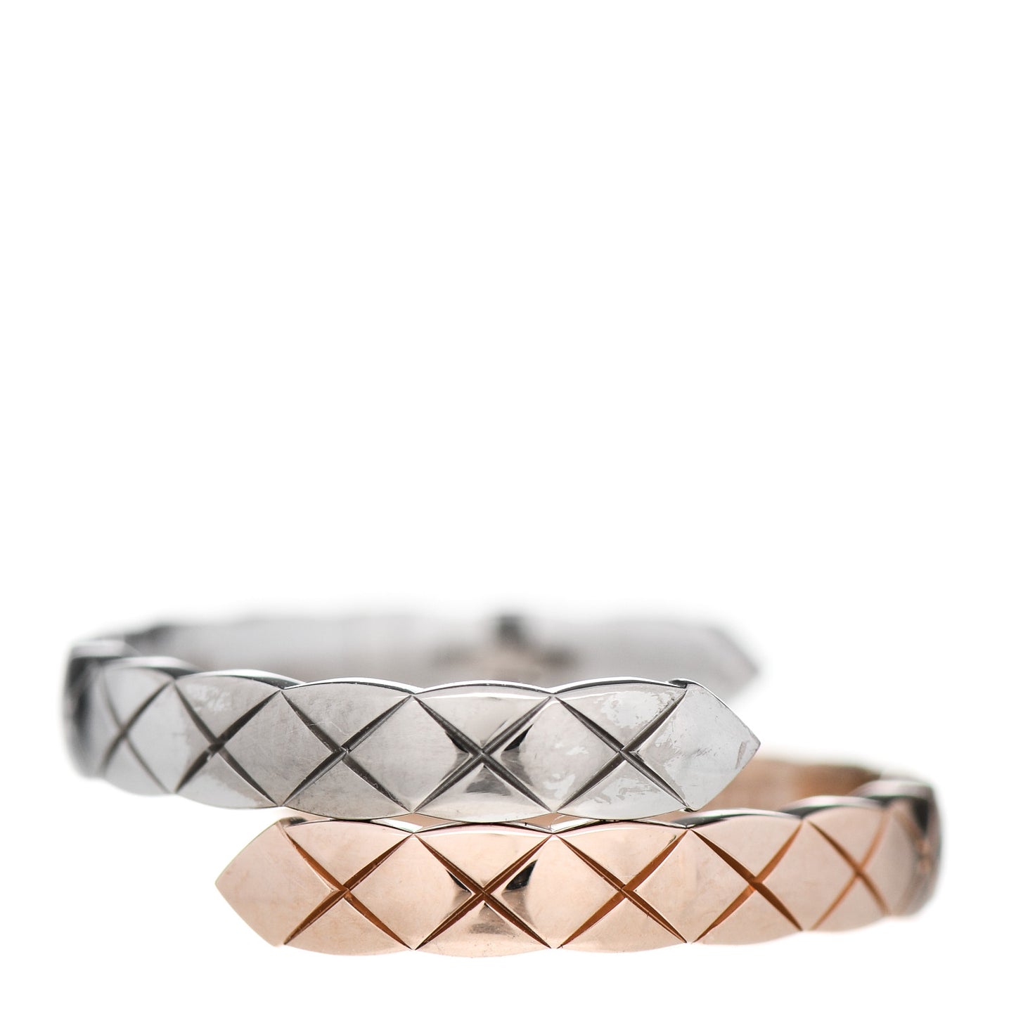 18K White Beige Gold Diamond Coco Crush Toi et Moi Ring 55 7.25