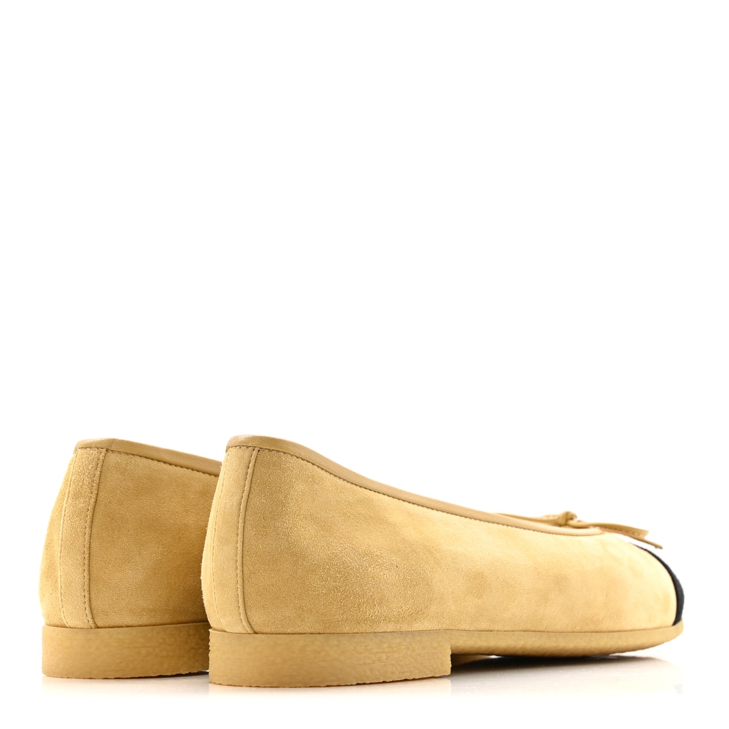 Suede Goatskin Cap Toe CC Ballerina Flats 38 Beige Black