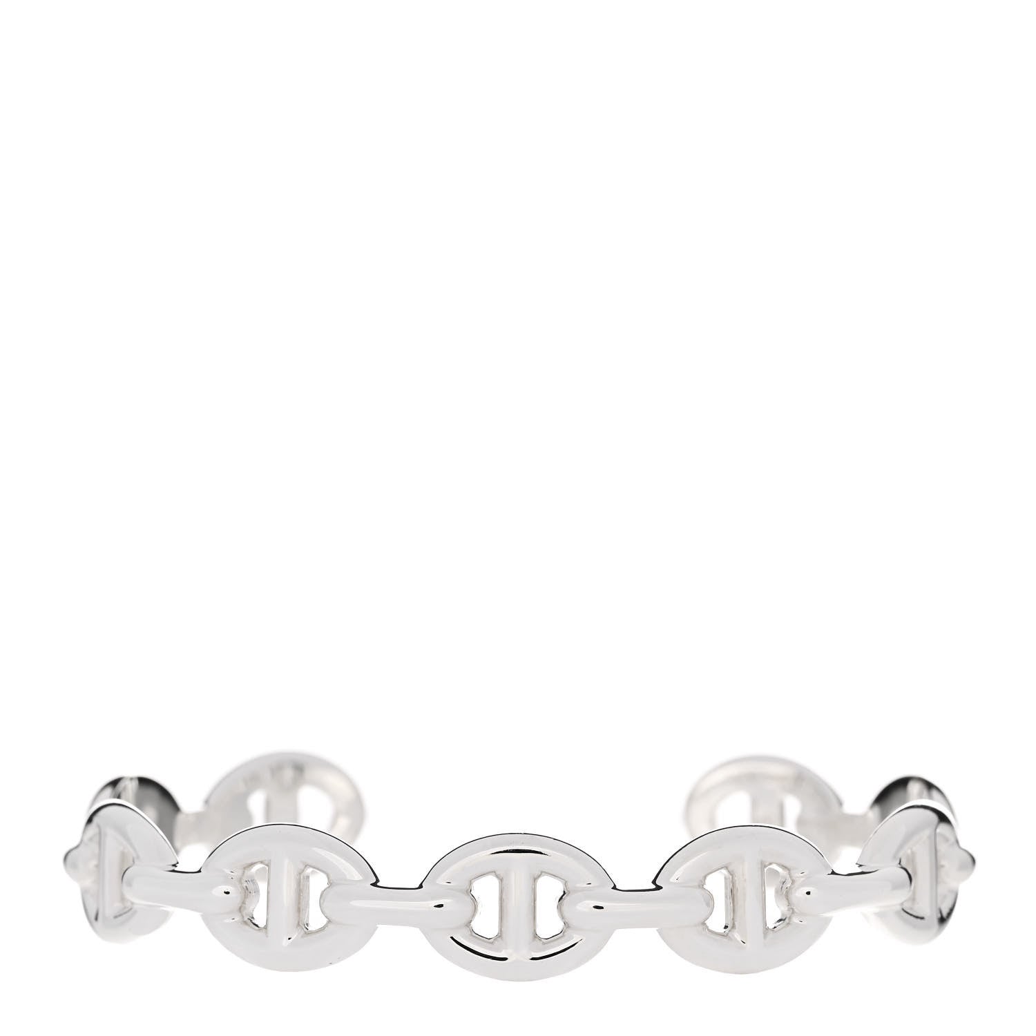 Hermes Sterling Silver MM Chaine d'Ancre Enchainee Cuff Bracelet SH 1 of 5