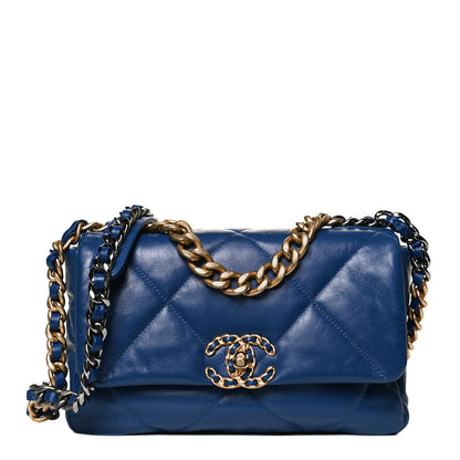 Chanel Goatskin Quilted Medium Chanel 19 Flap Dark Blue 1 of 10