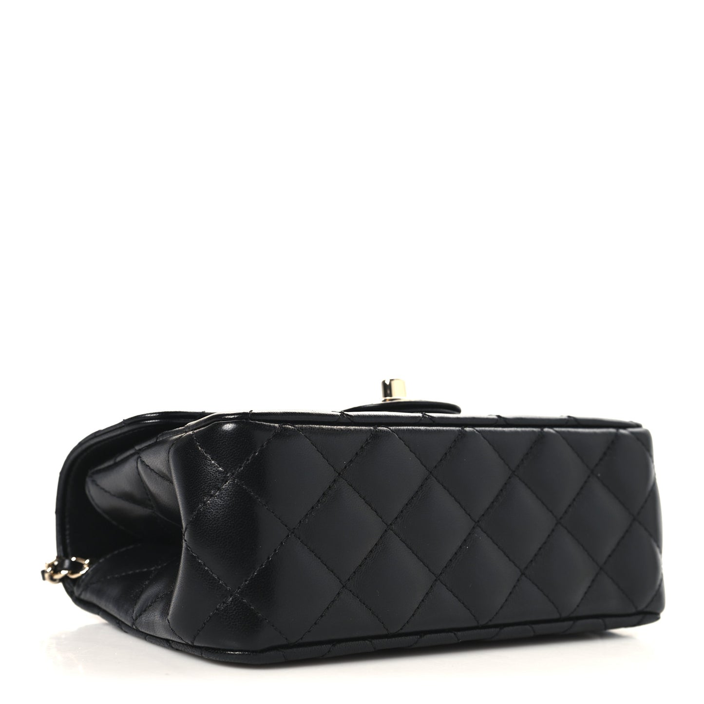 Lambskin Quilted Mini Crystal Top Handle Rectangular Flap Black