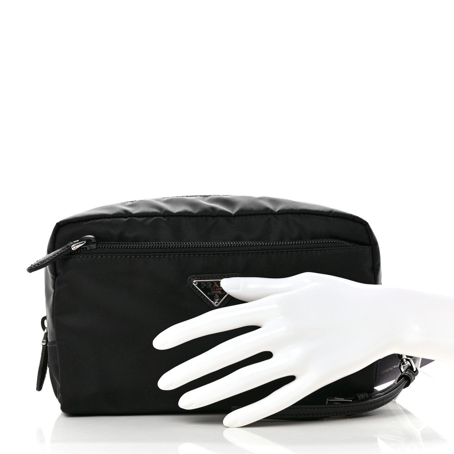 Prada Re-Nylon Saffiano Pouch Wristlet Black 2 of 7