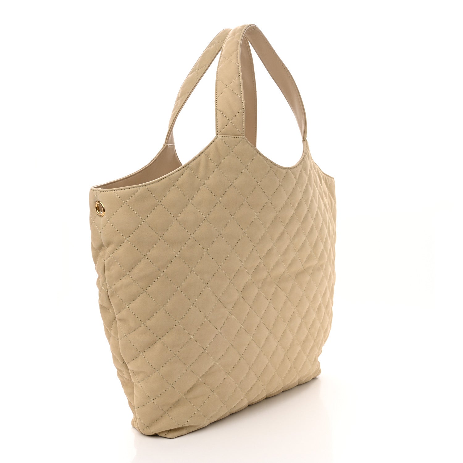 Saint Laurent Nubuck Suede Quilted Maxi Icare Shopping Tote Beige 4 of 12